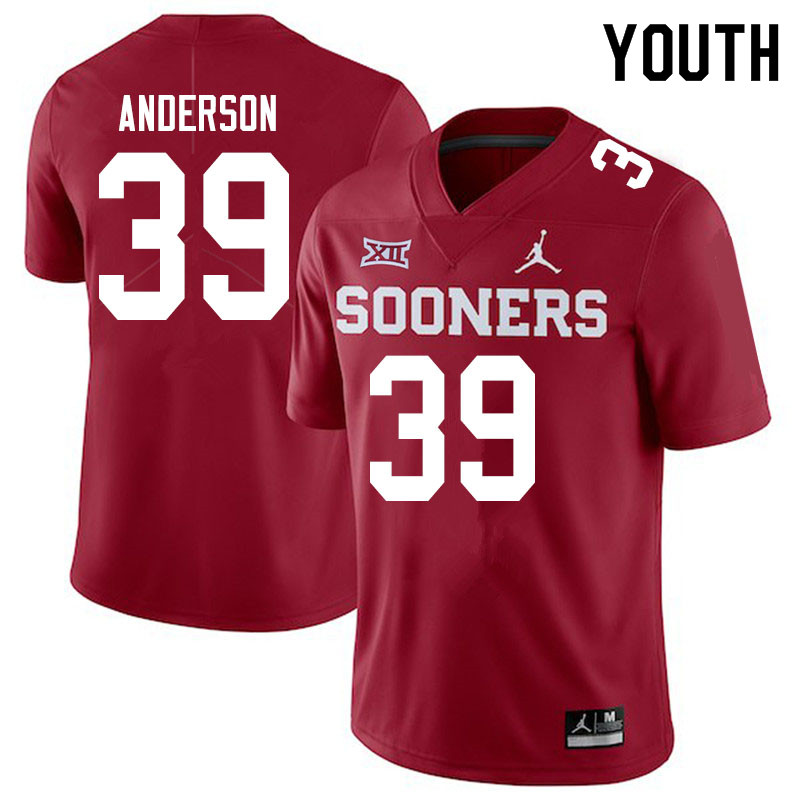 Youth #39 Michael Anderson Oklahoma Sooners Jordan Brand College Football Jerseys Sale-Crimson